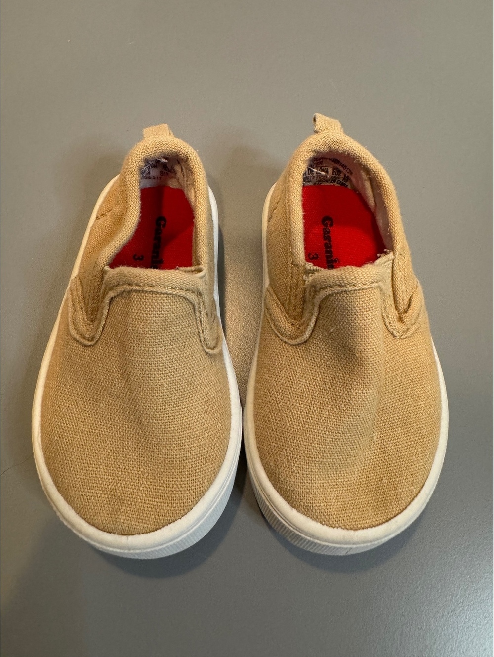 Garanimals Toddler Slip-On Canvas Shoes Size 3 Tan with Red